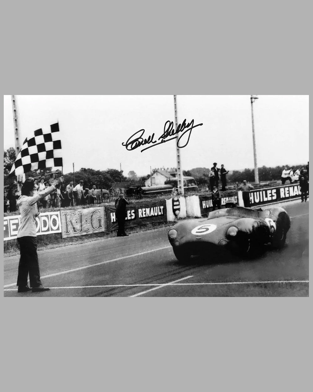 Autographed Carroll Shelby 1959 Le Mans photograph