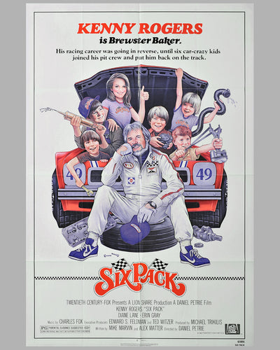 Six Pack original movie poster, with Kenny Rogers, 1982