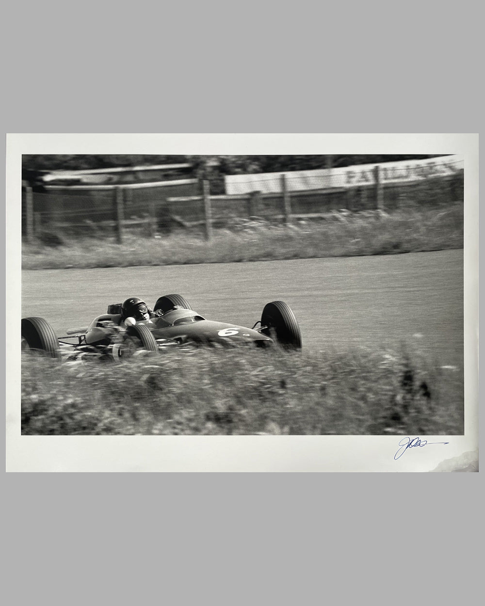 Jim Clark in his Lotus - Climax at the 1960 Dutch Grand Prix in Zandvoort, b&amp;w photograph by Jesse Alexander