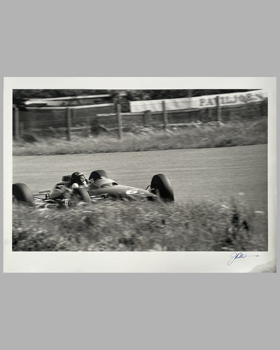 Jim Clark in his Lotus - Climax at the 1960 Dutch Grand Prix in Zandvoort, b&w photograph by Jesse Alexander