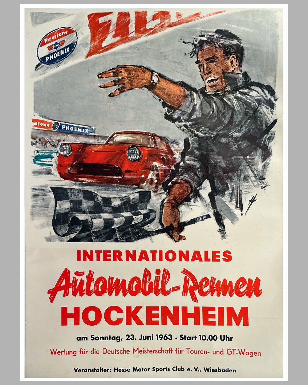 Hockenheim original racing poster for 1963 Touring and GT cars race