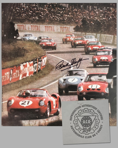1964 – 24 Hours of Le Mans ACO reproduction poster, hand autographed by Carroll Shelby 3