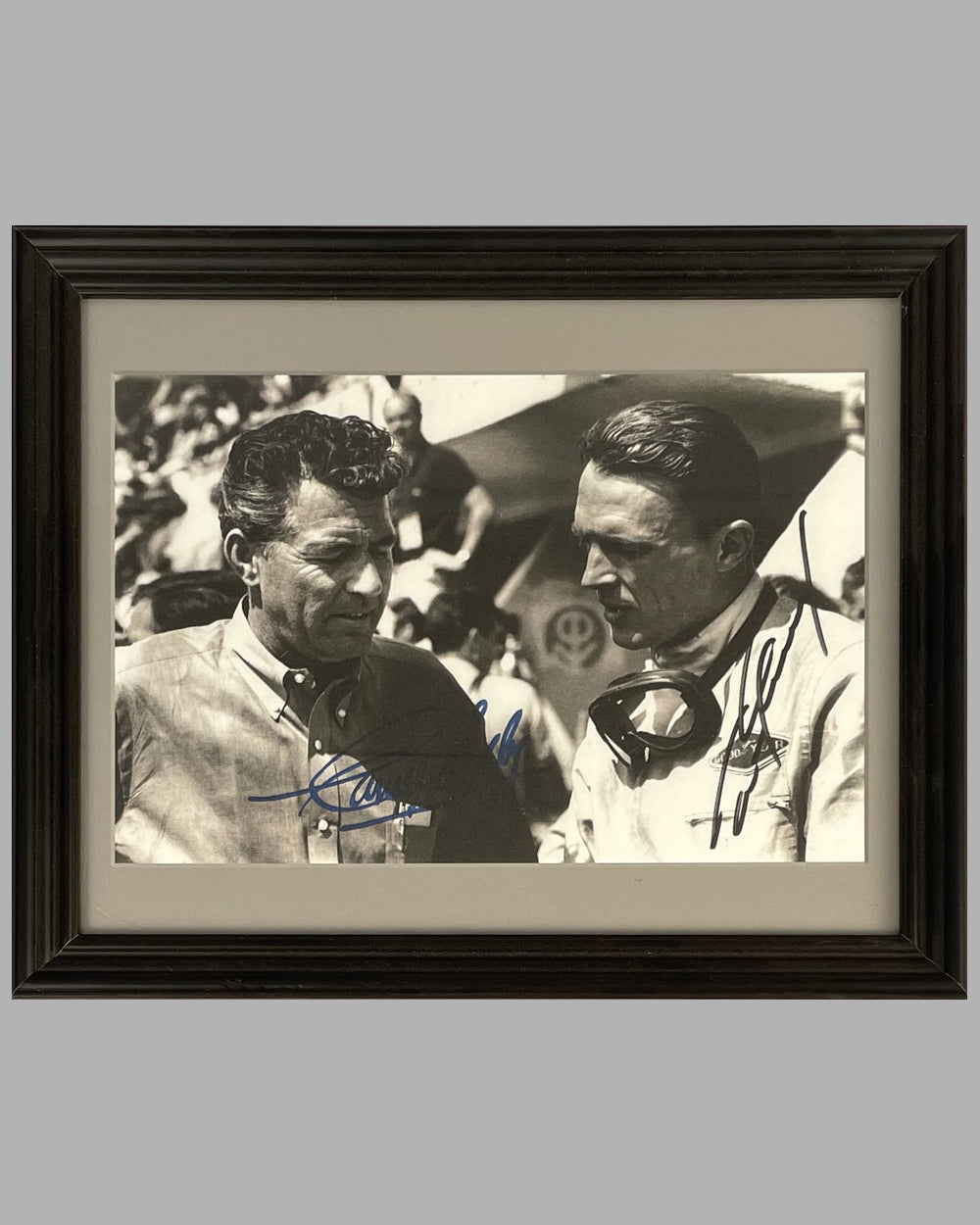 Dan Gurney and Carroll Shelby in the pits at Le Mans 1964 b&amp;w photograph