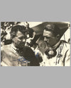 Dan Gurney and Carroll Shelby in the pits at Le Mans 1964 b&w photograph 2