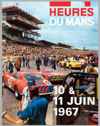 1967 - 24 Hours of Le Mans original official event poster by Andre Delourmel, France 2