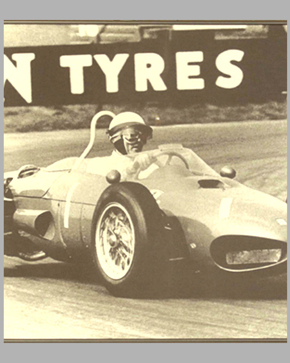 1962 large photograph of Phil Hill at speed, later print from period negative 2