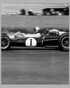 1967 Silverstone period b&w photo of Jack Brabham by T. C. March 2