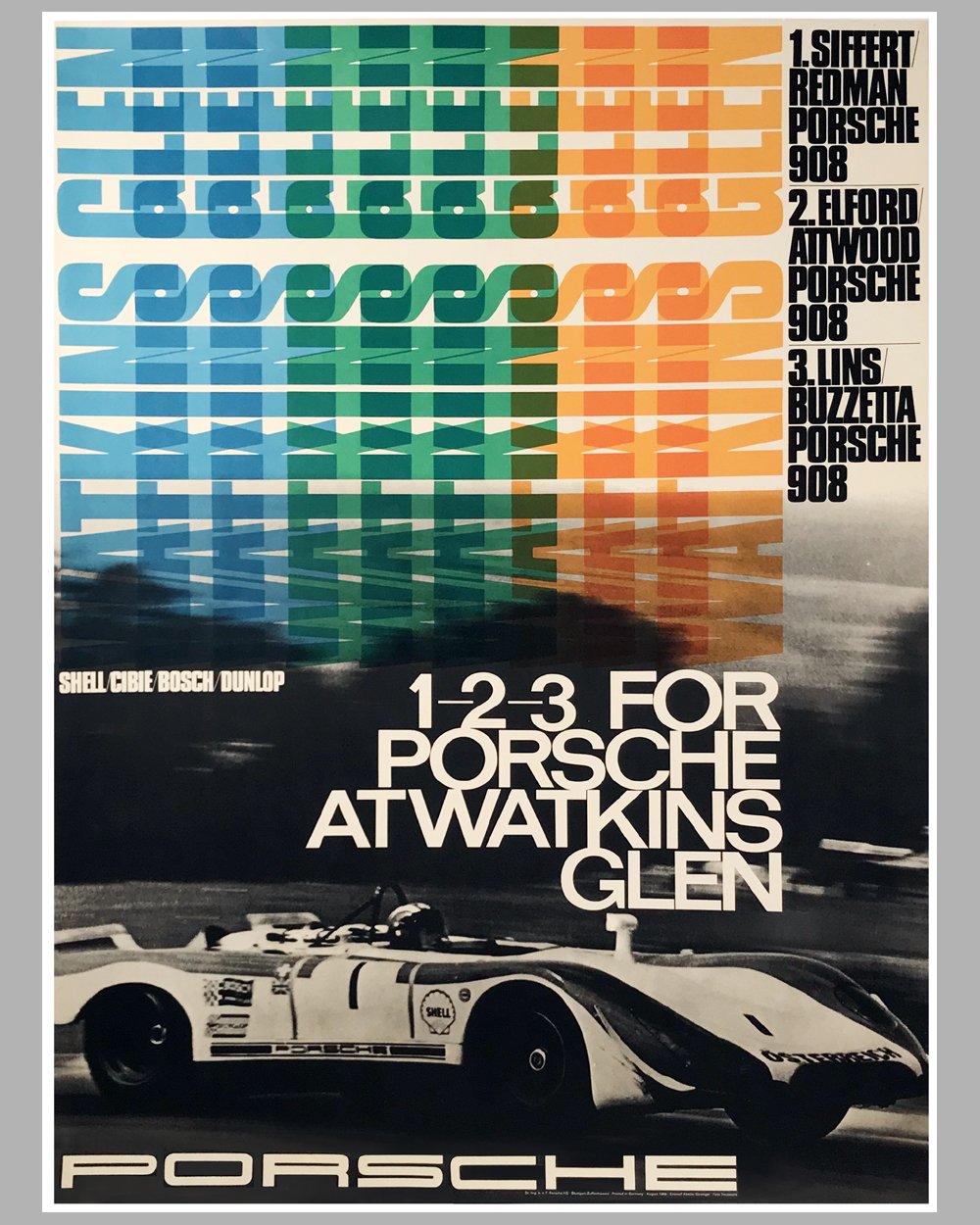 1969 - Six Hours of Watkins Glen Porsche factory victory poster