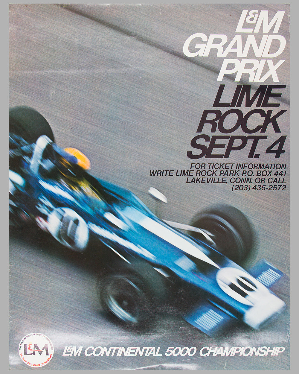 1972 L&M GP Lime Rock original poster, Continental 5000 Championship