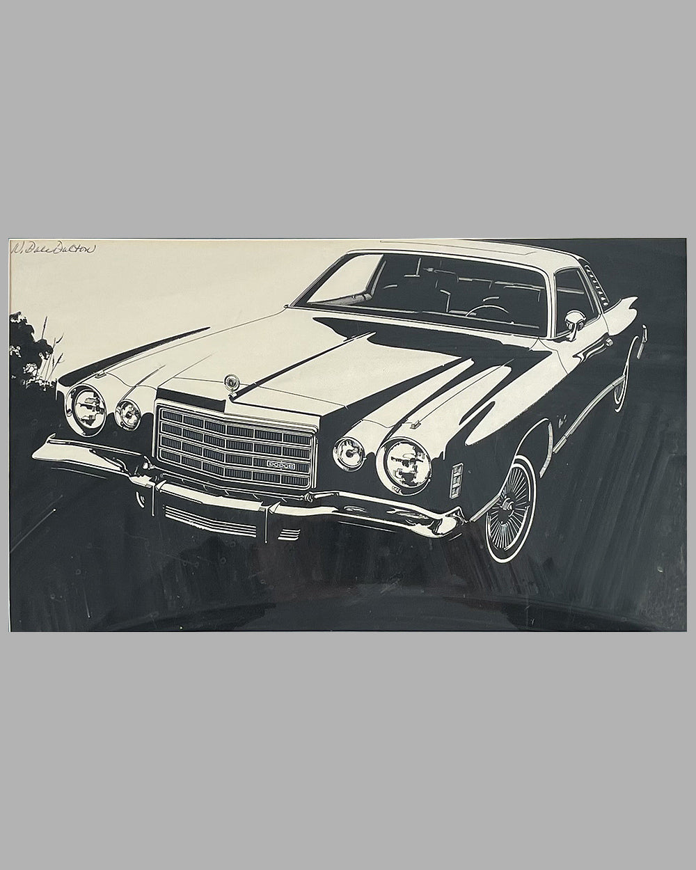 1977 Dodge Charger gouache and ink painting by Dale Dalton 2