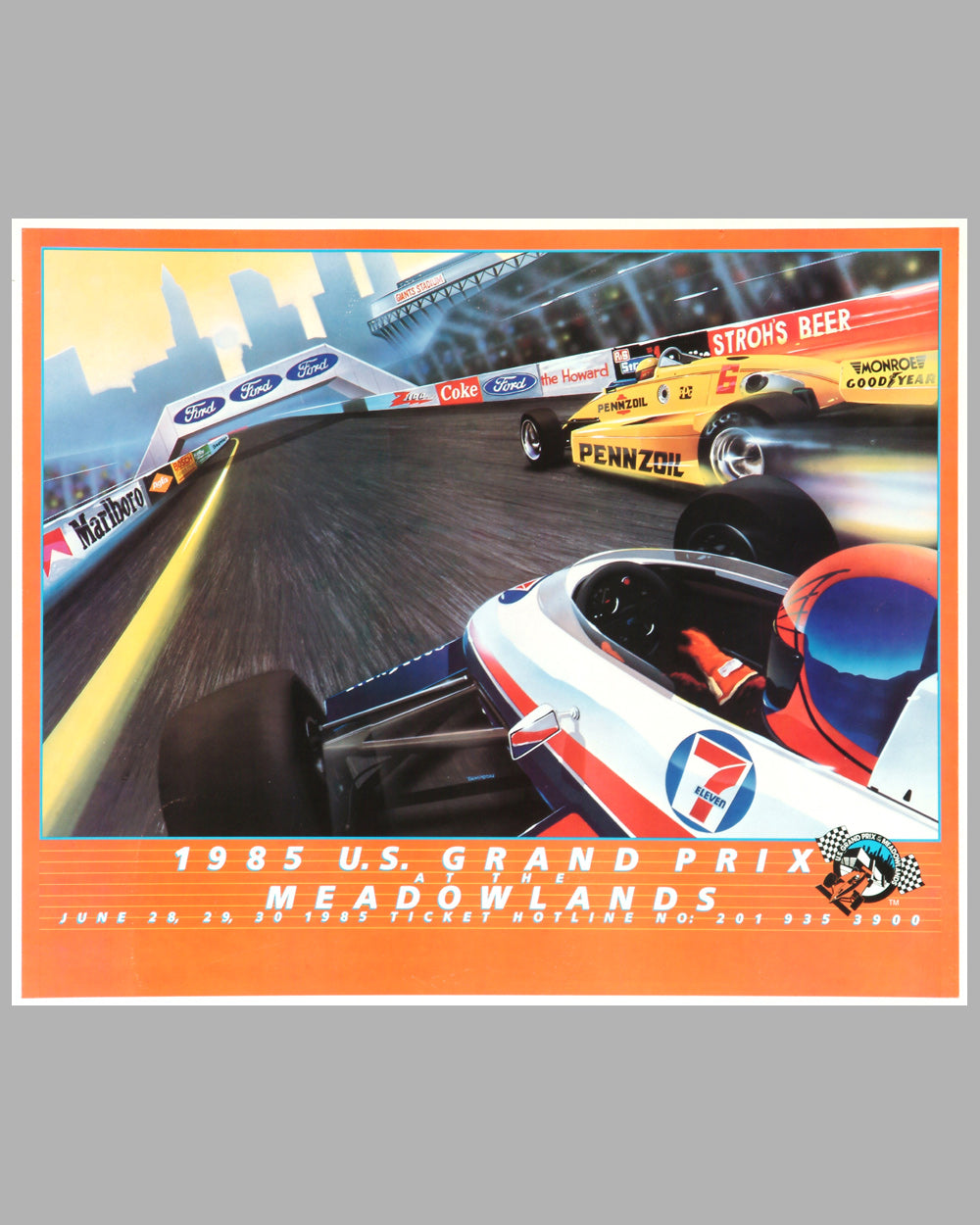 1985 GP of USA Meadowlands official event poster by Thierry Thompson