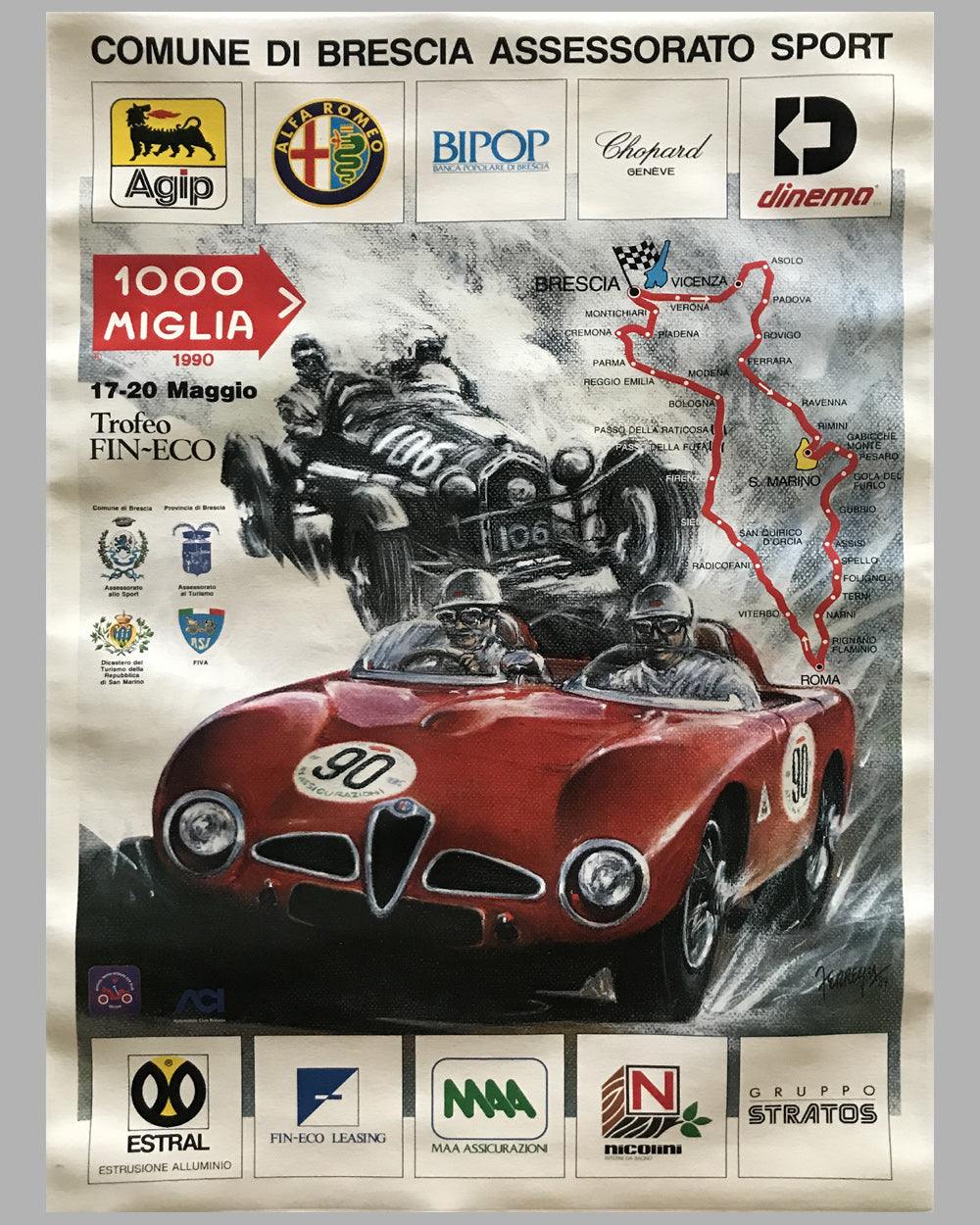 1990 Mille Miglia Official Event Poster Study by Jorge Ferreyra - l'art ...