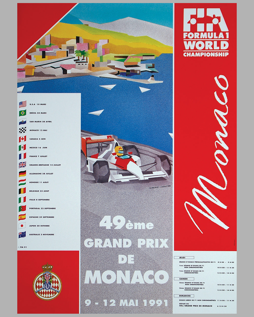 1991 Monaco GP Original Poster