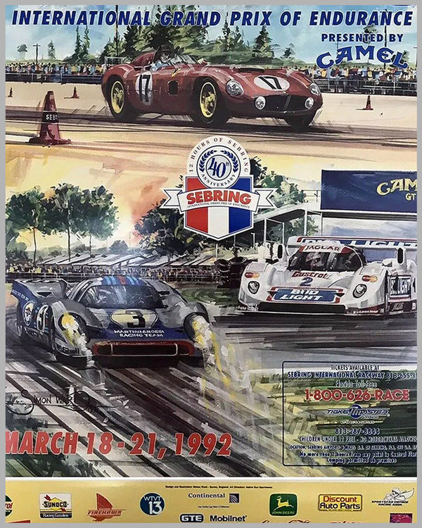 Affiche Vintage AUTOS SEBRING 1967 - Poster HQ 50x70cm, Décoration Murale Rétro - Neuf