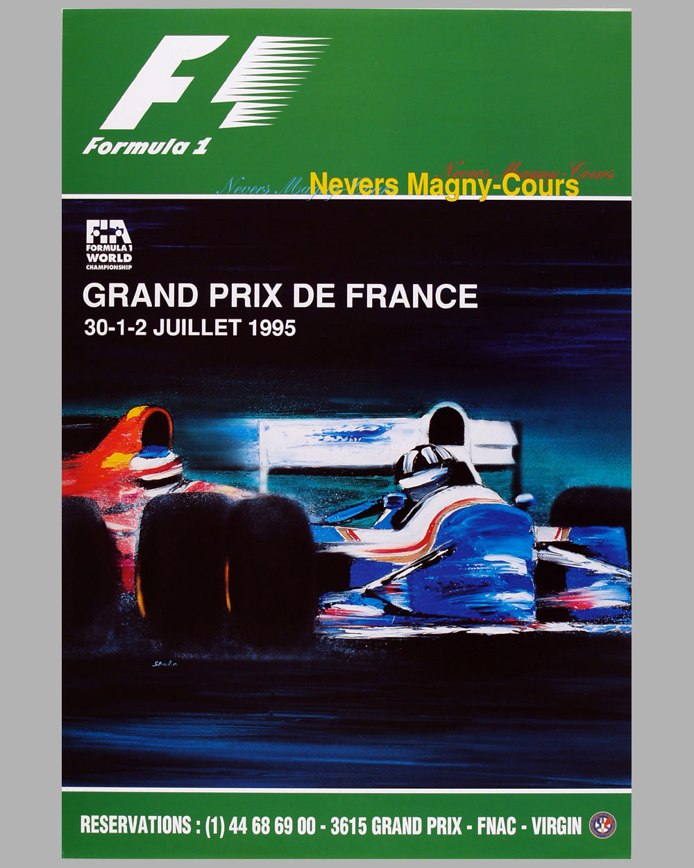 1995 Grand Prix de France original event poster by Spabo