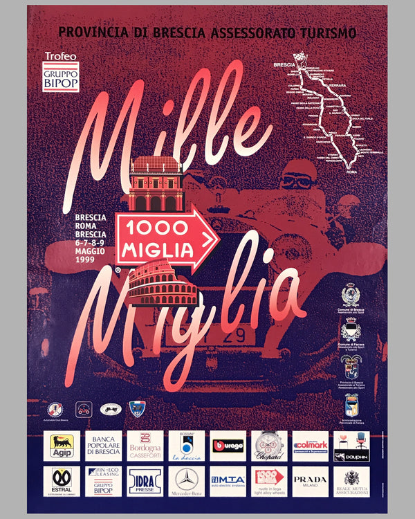 Mille Miglia 1999 official event poster - l'art et l'automobile