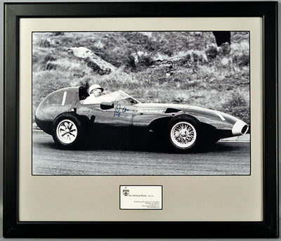 Autographed Photograph of Sir Stirling Moss Racing His Vanwall VW10 Formula One 1958