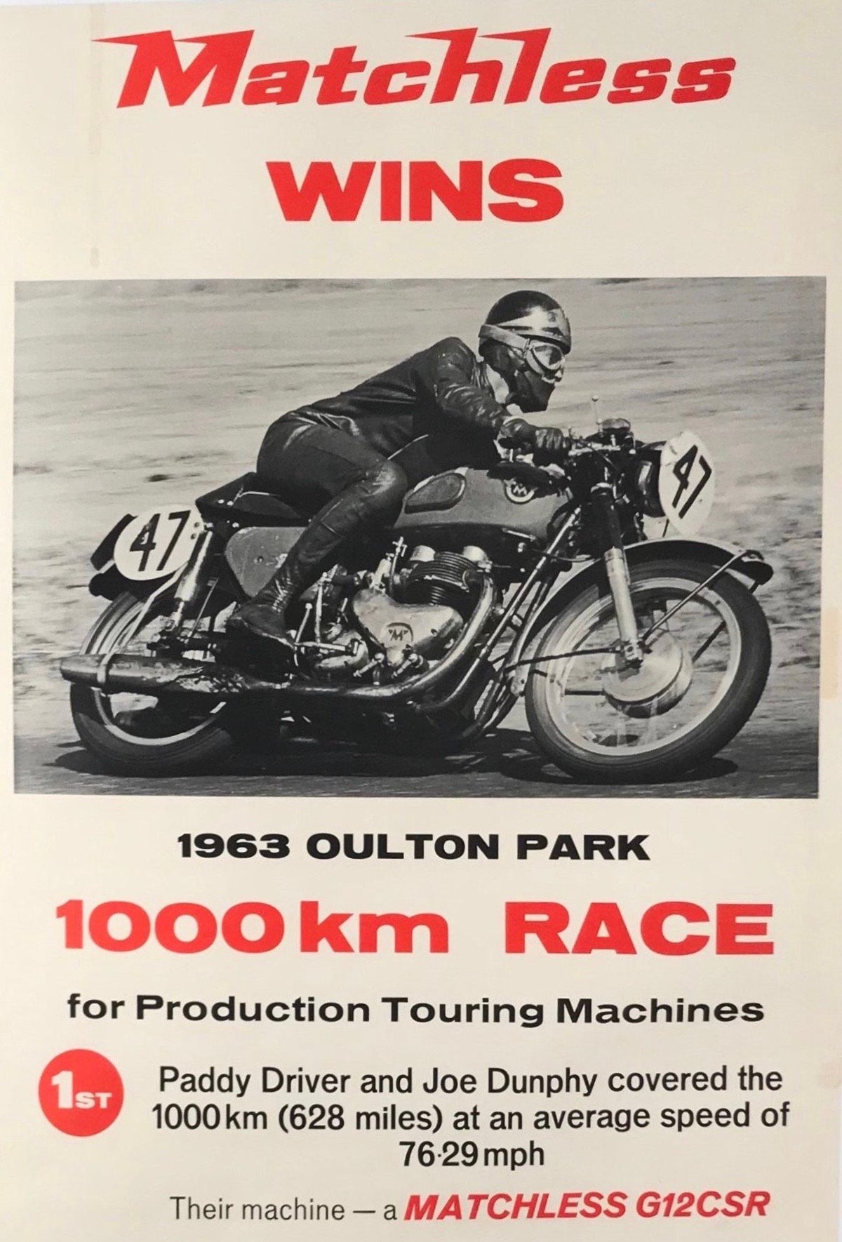 1963 Matchless motorcycle advertising poster