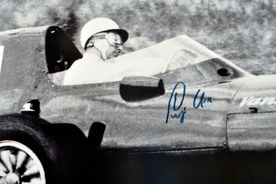 Autographed Photograph of Sir Stirling Moss Racing His Vanwall VW10 Formula One 1958