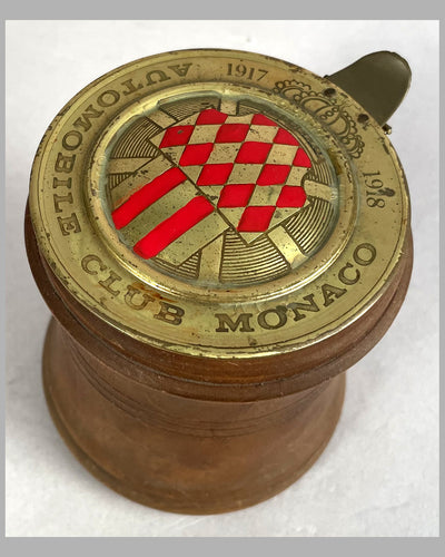 Vintage Automobile Club de Monaco wood cup with ACM Badge 2