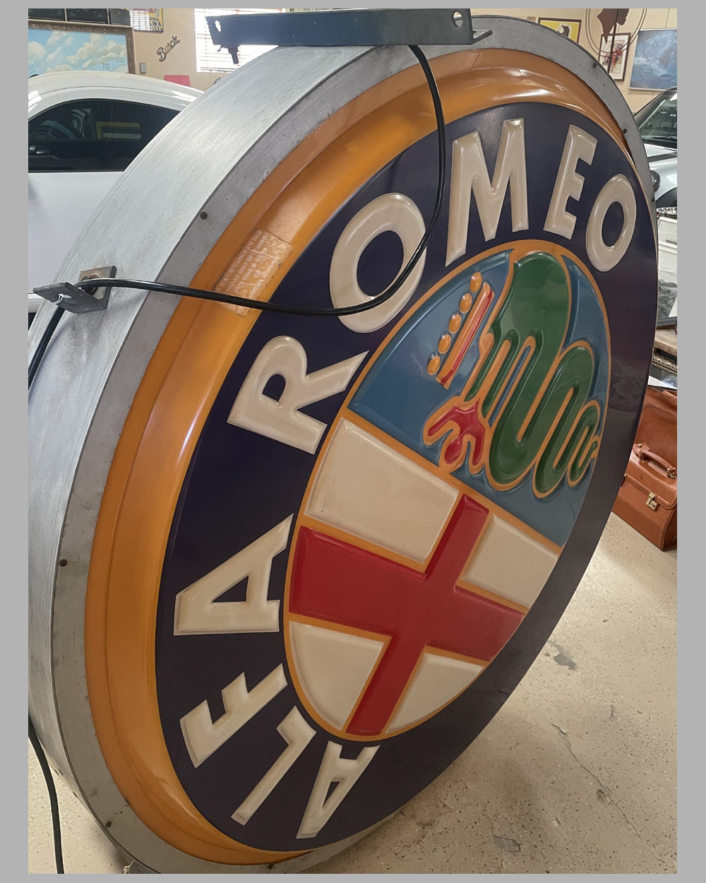 Alfa Romeo large illuminated dealership sign, 1960's to 1970's 5