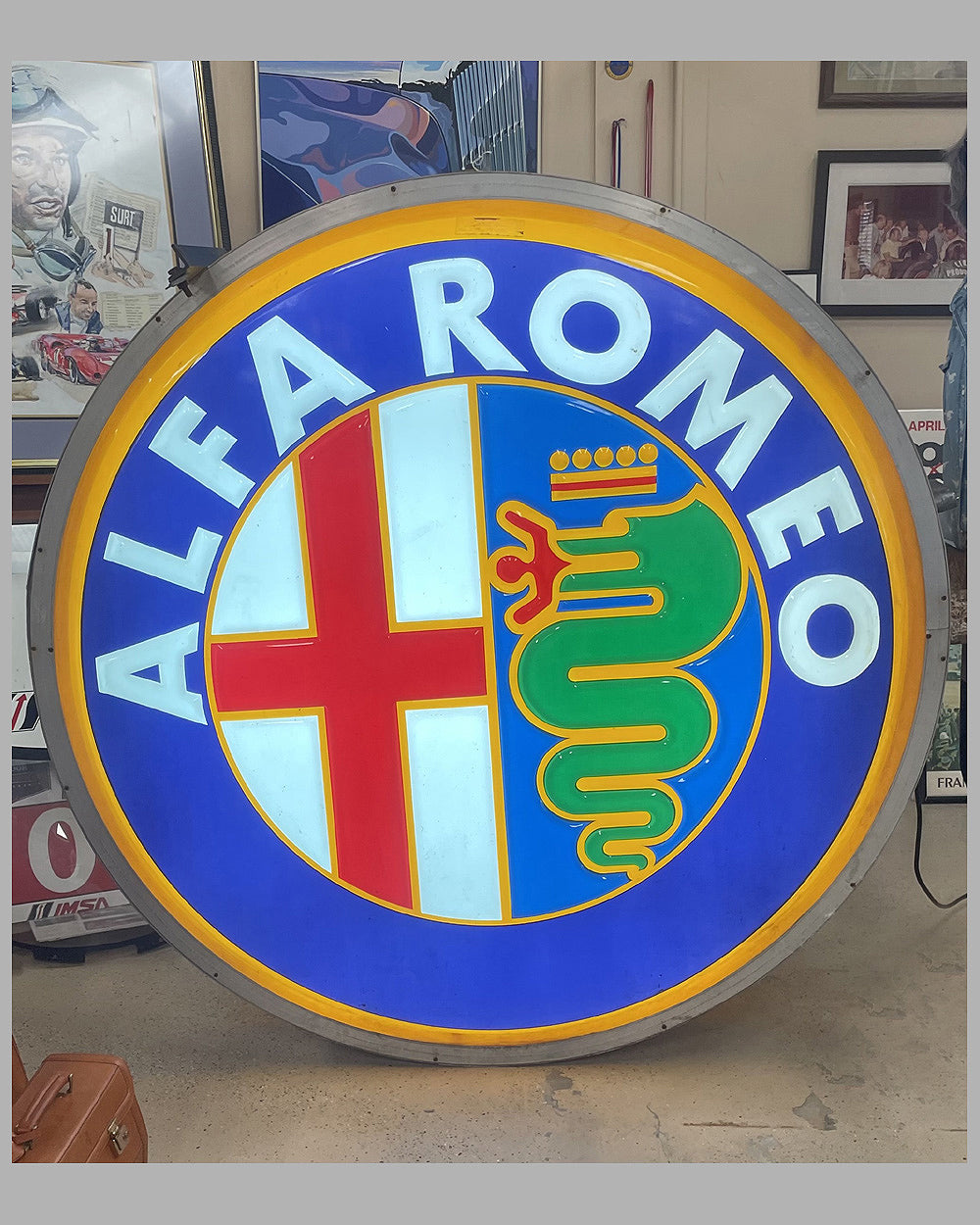 Alfa Romeo large illuminated dealership sign, 1960&#39;s to 1970&#39;s