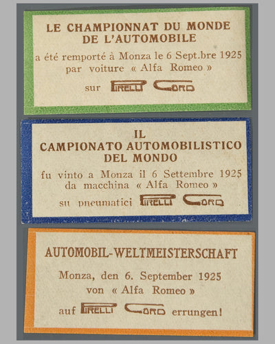 Seven Alfa Romeo World Champion - 1925 gummed back stickers 3