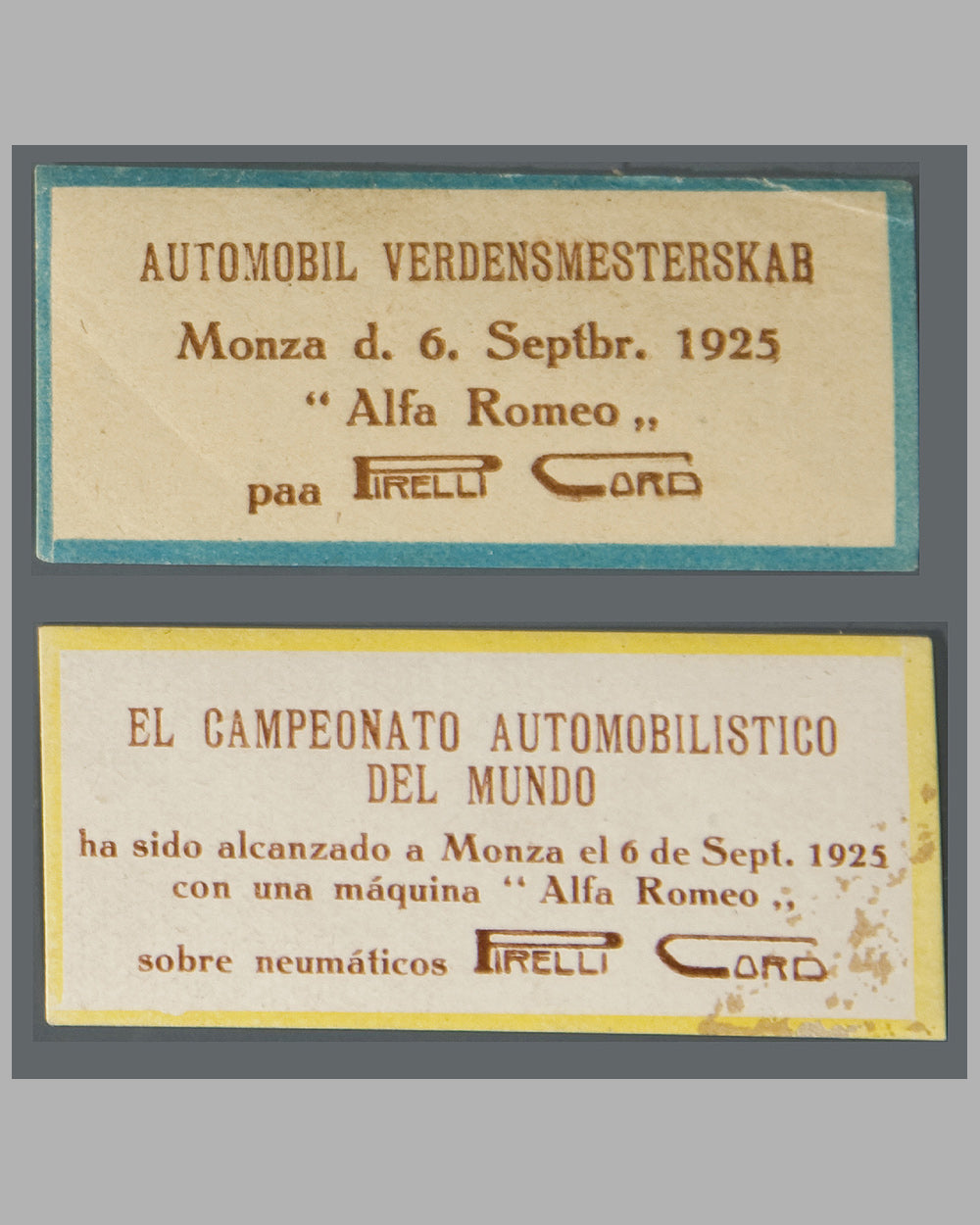 Seven Alfa Romeo World Champion - 1925 gummed back stickers 4