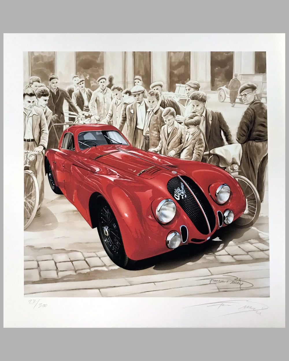 Alfa Romeo 8C Arrives at Le Mans 1938 print by Francois Bruère, France