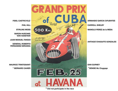 1958 Grand Prix of Cuba Event Poster, Autographed by Fidel Castro, Numerous Racers, Journalists & Castro's Sports Minister