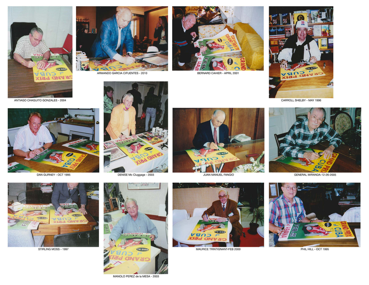 1958 Grand Prix of Cuba event poster - All racers signing