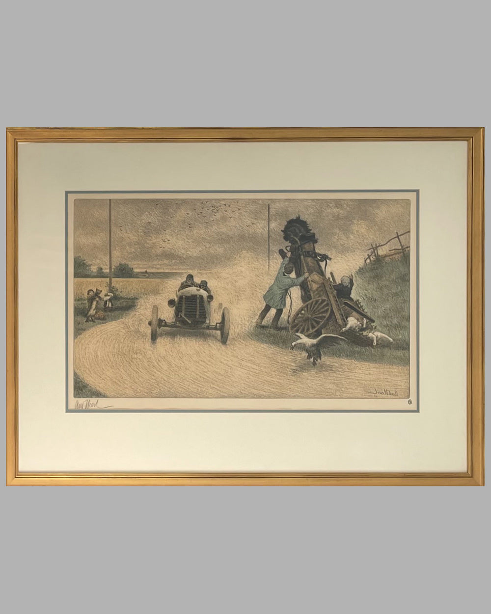 Coupe Gordon Bennett 1905 large original lithograph by Andre Nevil