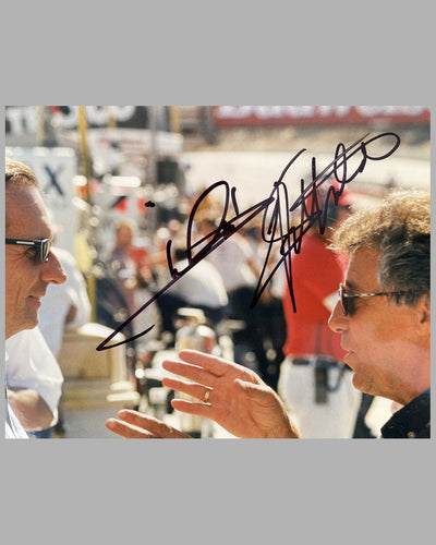 Two legends color photograph , autographed by Andretti and Fittipaldi 2