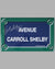 “Avenue Carroll Shelby” French enamel on metal street sign, autographed by Carroll Shelby