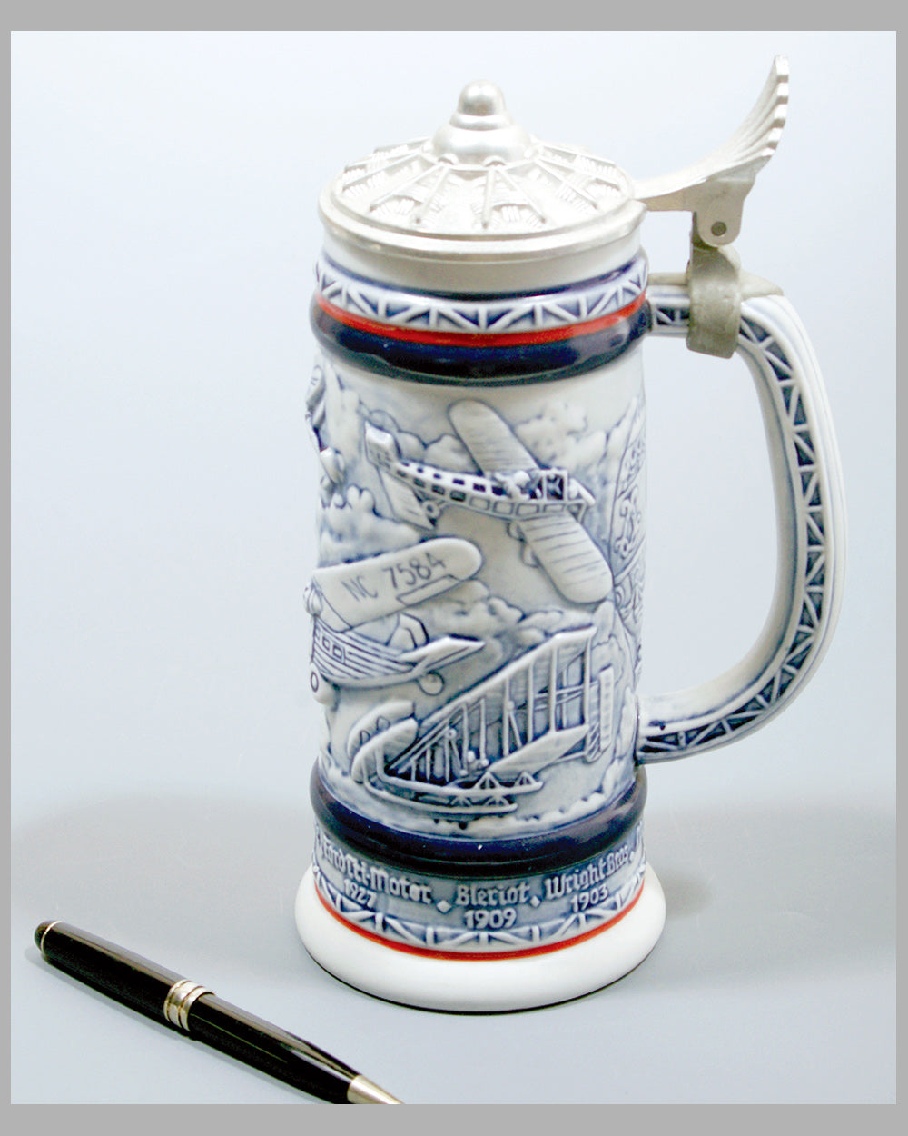 Aviation Pioneers decorative ceramic beer stein early 1970’s