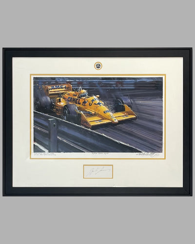 Ayrton Through Casino original painting by Nicholas Watts, hand autographed by Senna