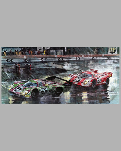 Le Mans 1970 - The Battle of the Porsche 917 Under the Rain print by Walter Gotschke 2