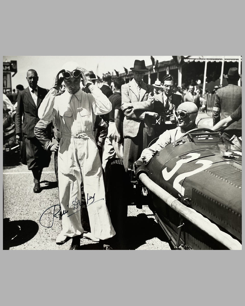 Before the Race b&amp;w photograph, autographed by Dreyfus