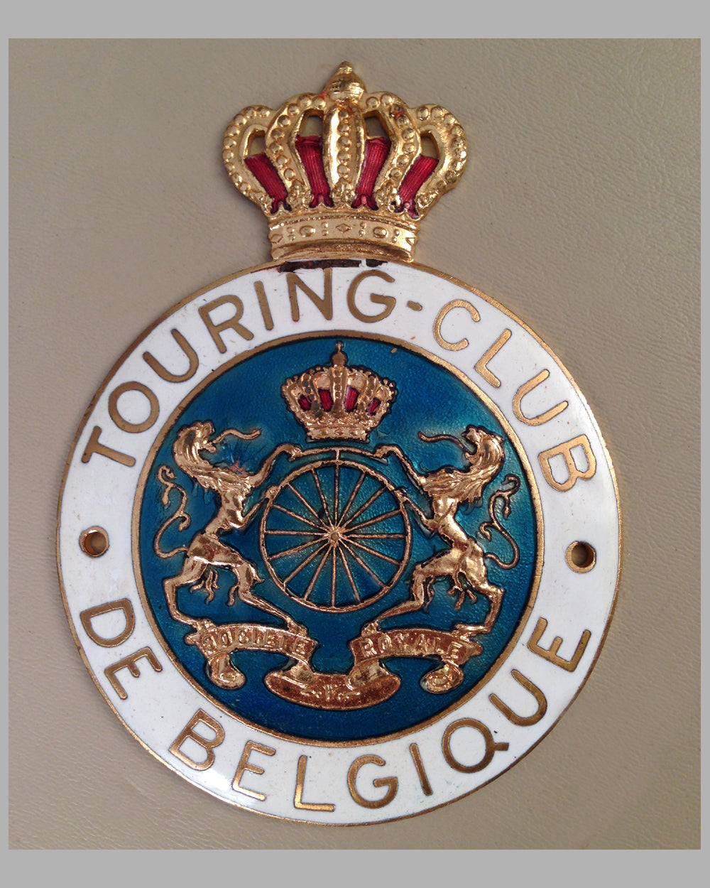 Touring Club de Belgique gold plated enameled metal badge