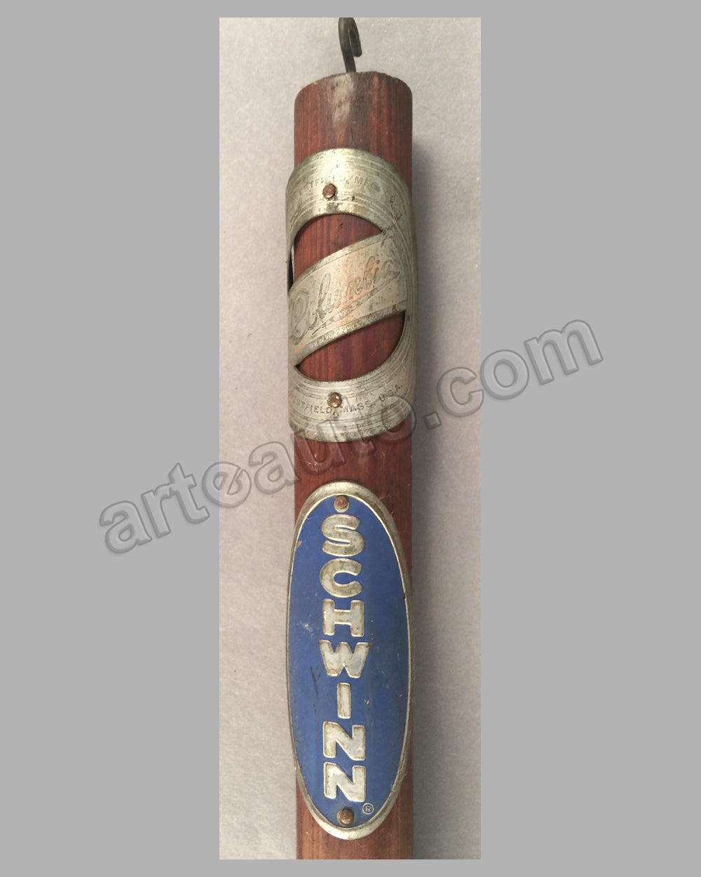 Bicycle Head Badge Collection (Lot of 8) on wooden dowel