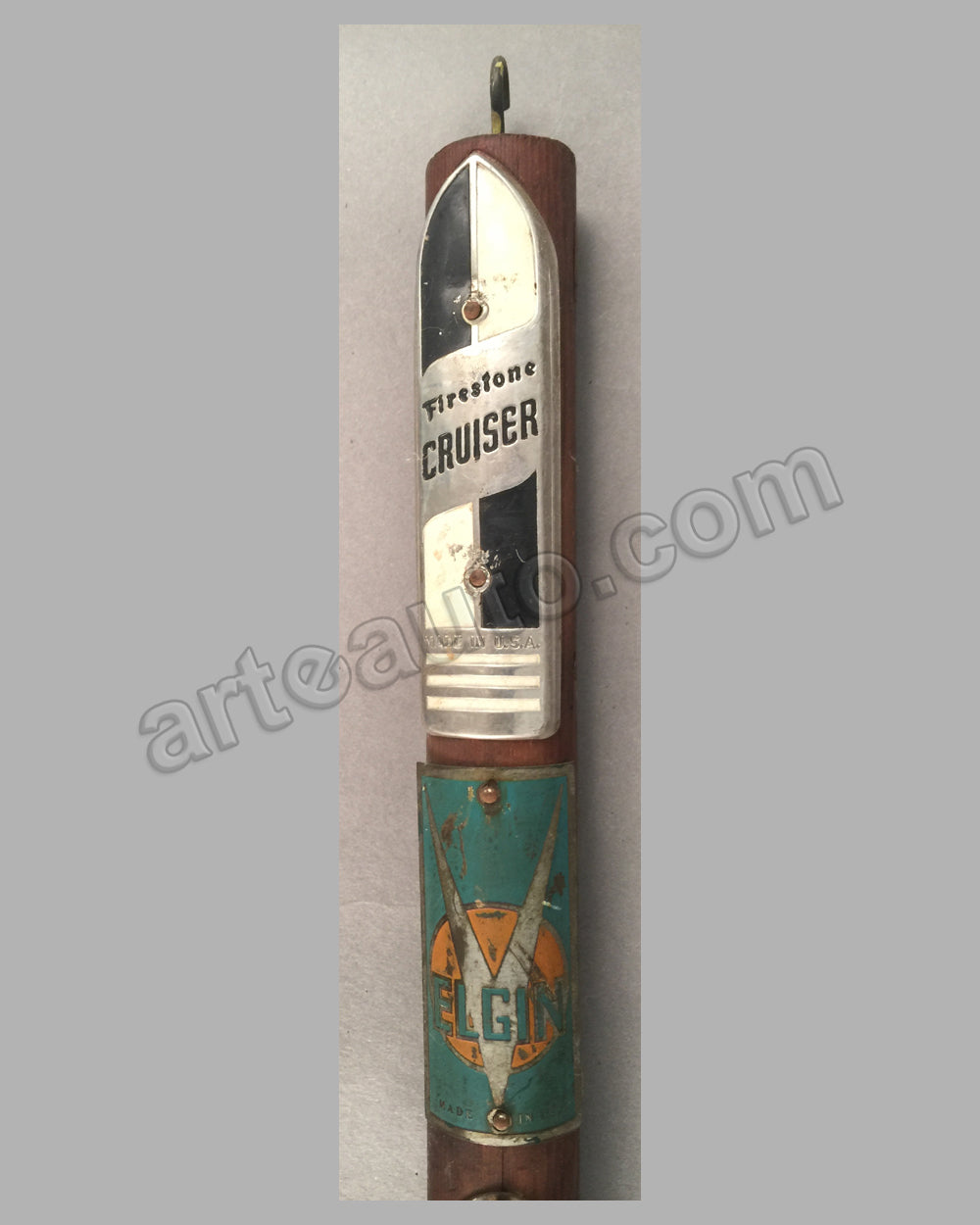 Bicycle Head Badge Collection (Lot of 8) on wooden dowel