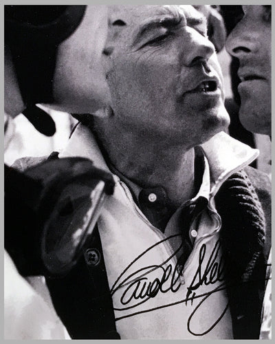 Copy of Dan Gurney, Carroll Shelby and Bob Bondurant autographed b&w photograph on rag paper 3