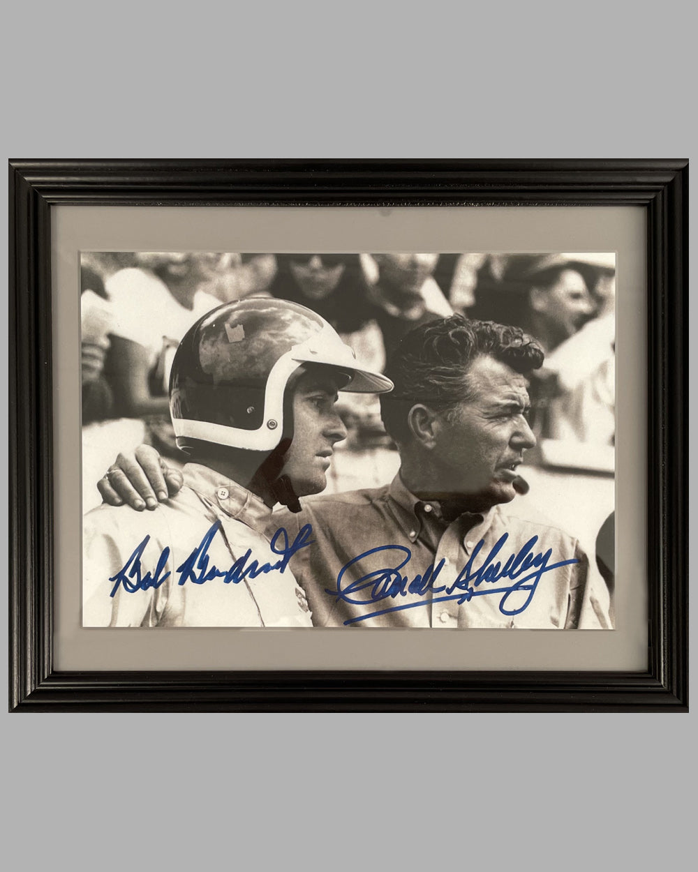 Bob Bondurant and Carroll Shelby b&amp;w photograph