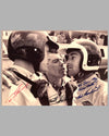Bob Bondurant, Dan Gurney, and Carroll Shelby autographed b&w photograph on rag paper
