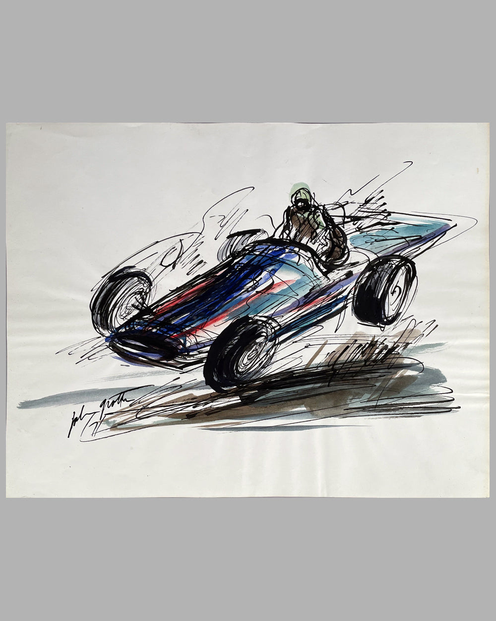 The Brave Men by John Groth ink and watercolor painting