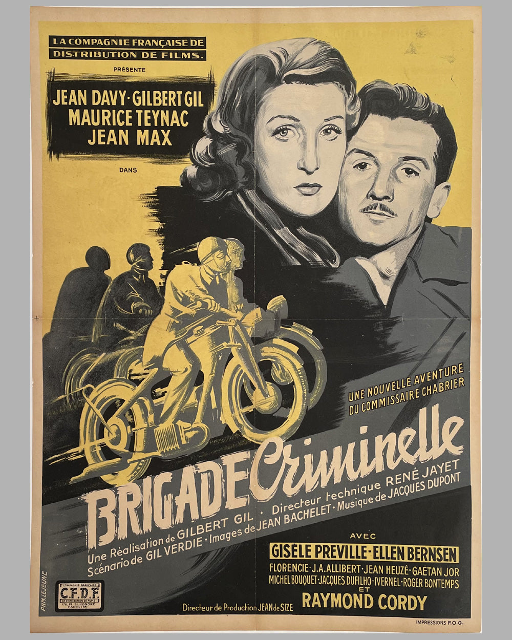 Brigade Criminelle French movie poster, 1947