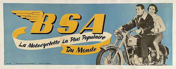 BSA 650 original showroom poster, 1960&#39;s