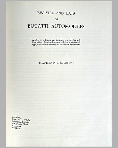 Bugatti register and data book from USCCA founder Edgar Roy 2