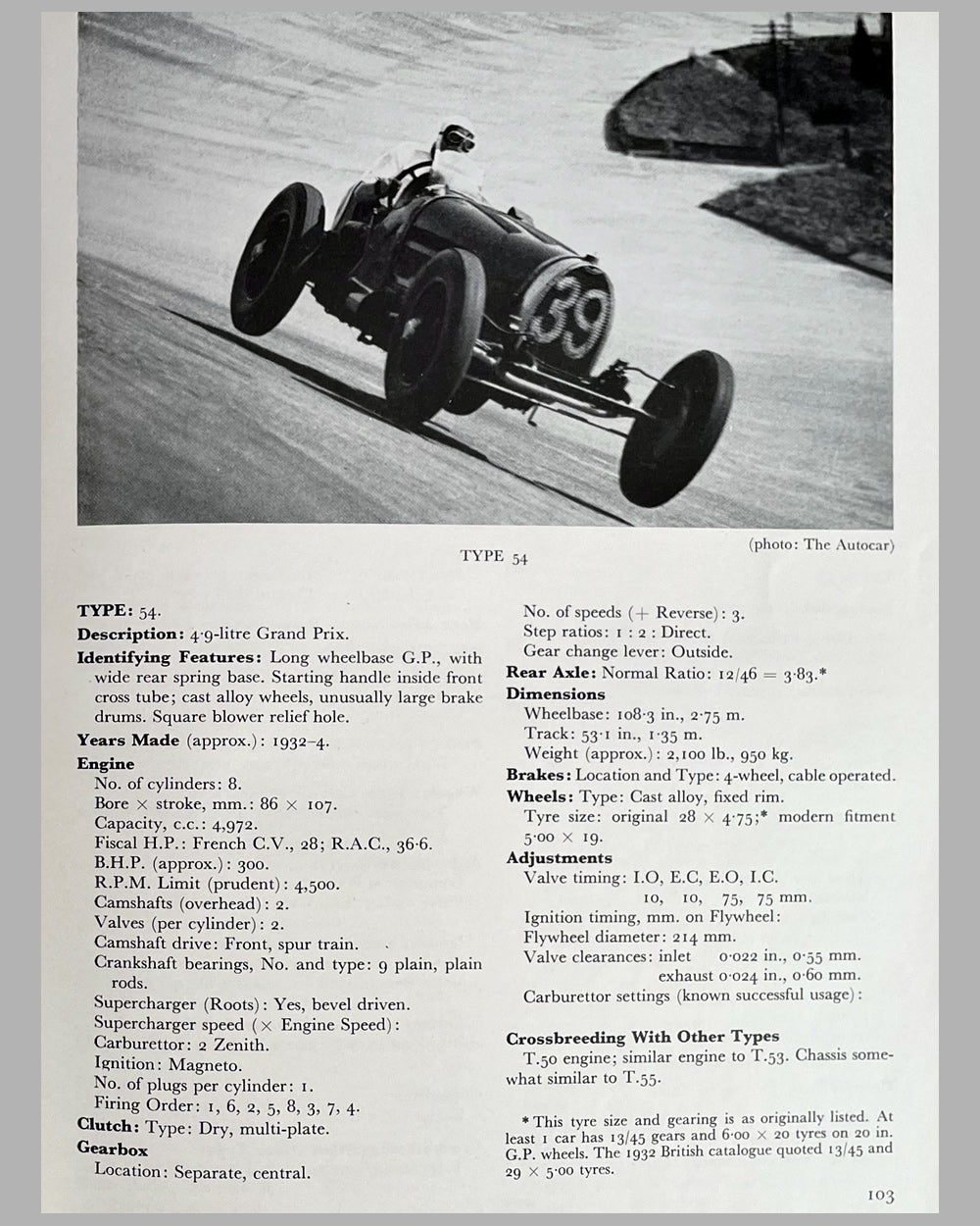 Bugatti register and data book by Hugh Conway, 1962