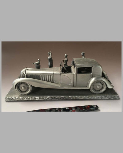 The Bugatti Royale Pewter Sculpture by Raymond Meyers, left side